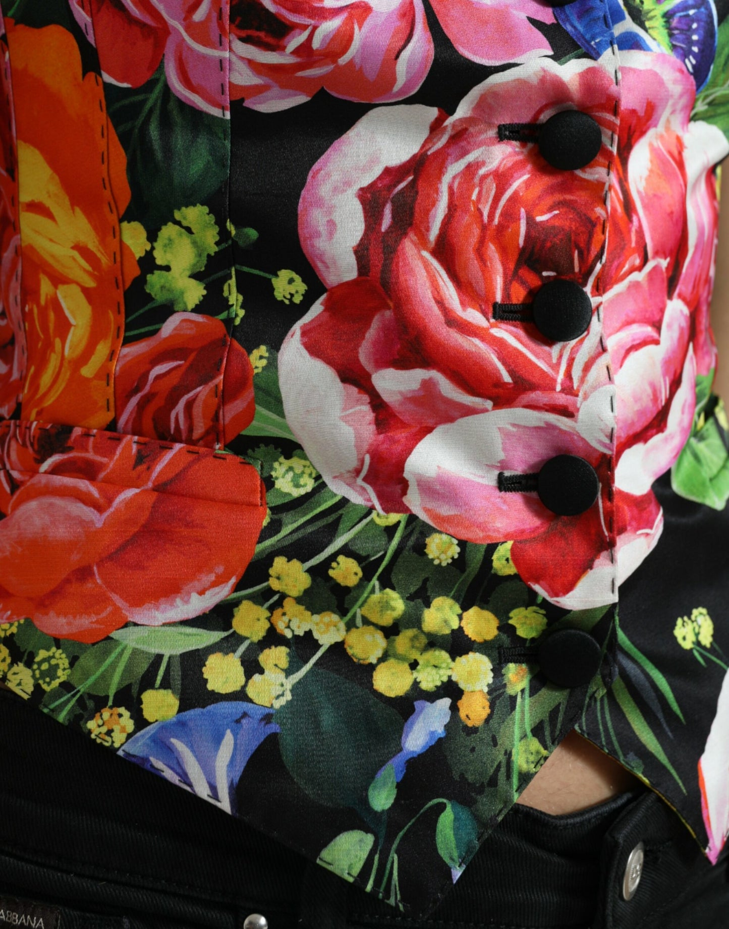 Dolce & Gabbana Multicolor Floral Button Waistcoat Vest Top