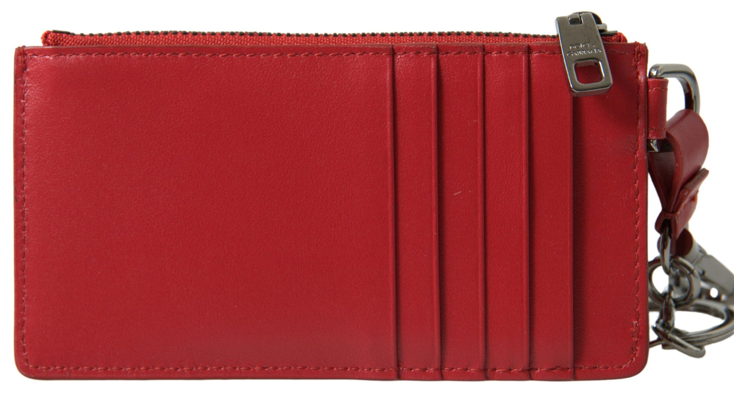 Dolce & Gabbana Chic Red Leather Card Holder Wallet