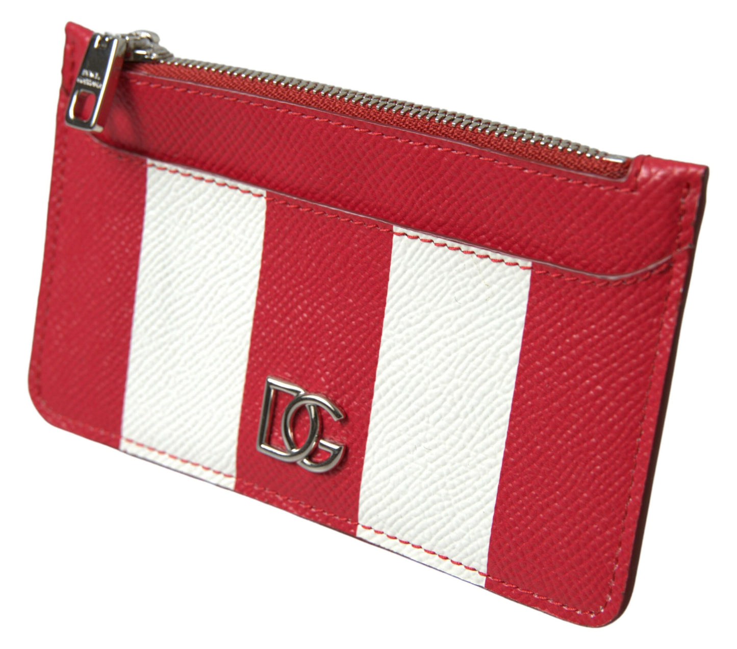 Dolce & Gabbana Elegant Striped Leather Card Holder