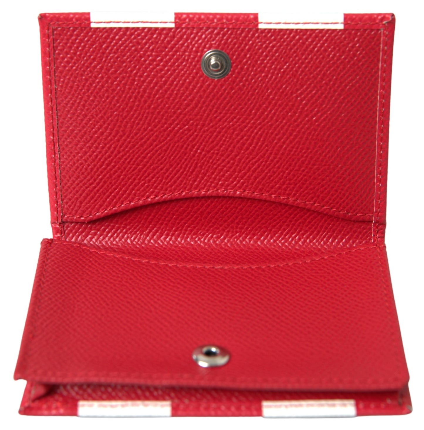 Dolce & Gabbana Elegance Unfolded: Red & White Leather Bifold Wallet