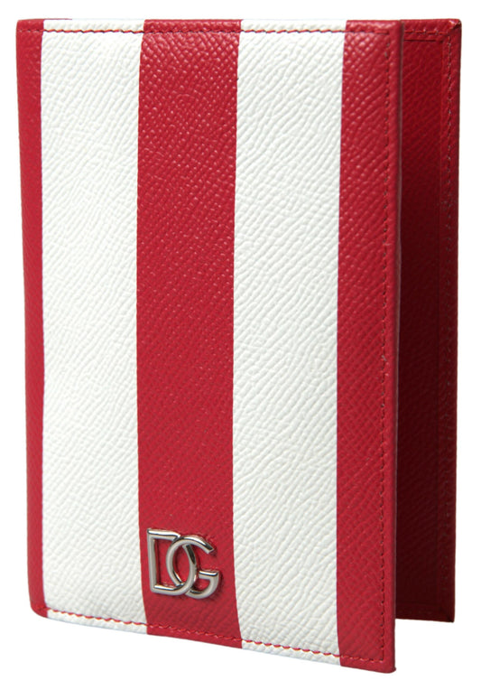 Dolce & Gabbana Elegant Striped Leather Passport Holder