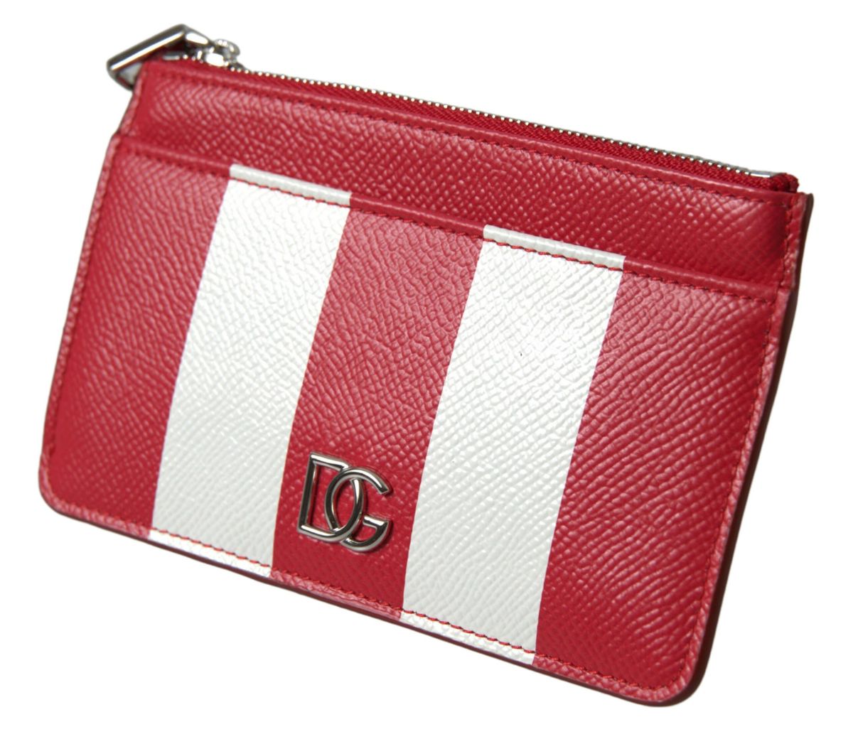 Dolce & Gabbana Elegant Striped Leather Card Holder