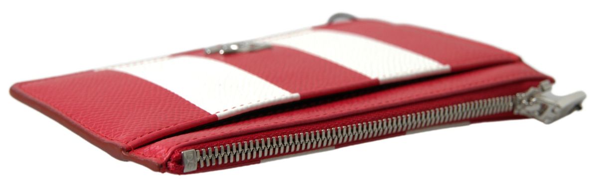 Dolce & Gabbana Elegant Striped Leather Card Holder