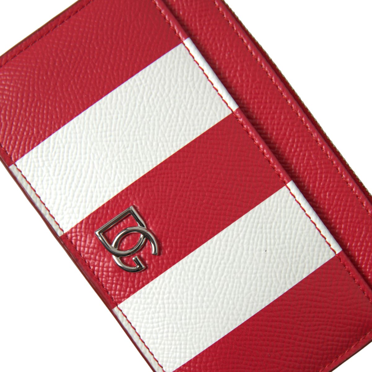 Dolce & Gabbana Elegant Striped Leather Card Holder