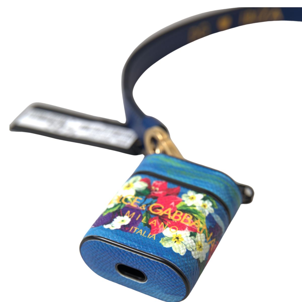 Dolce & Gabbana Chic Blue Floral Leather Airpods Case