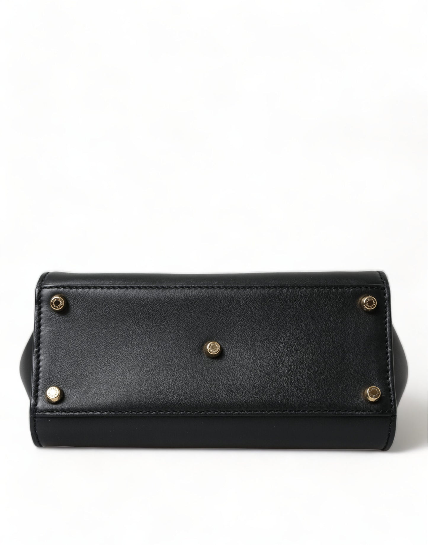 Dolce & Gabbana Elegant Black Leather Shoulder Bag with Gold Detailing