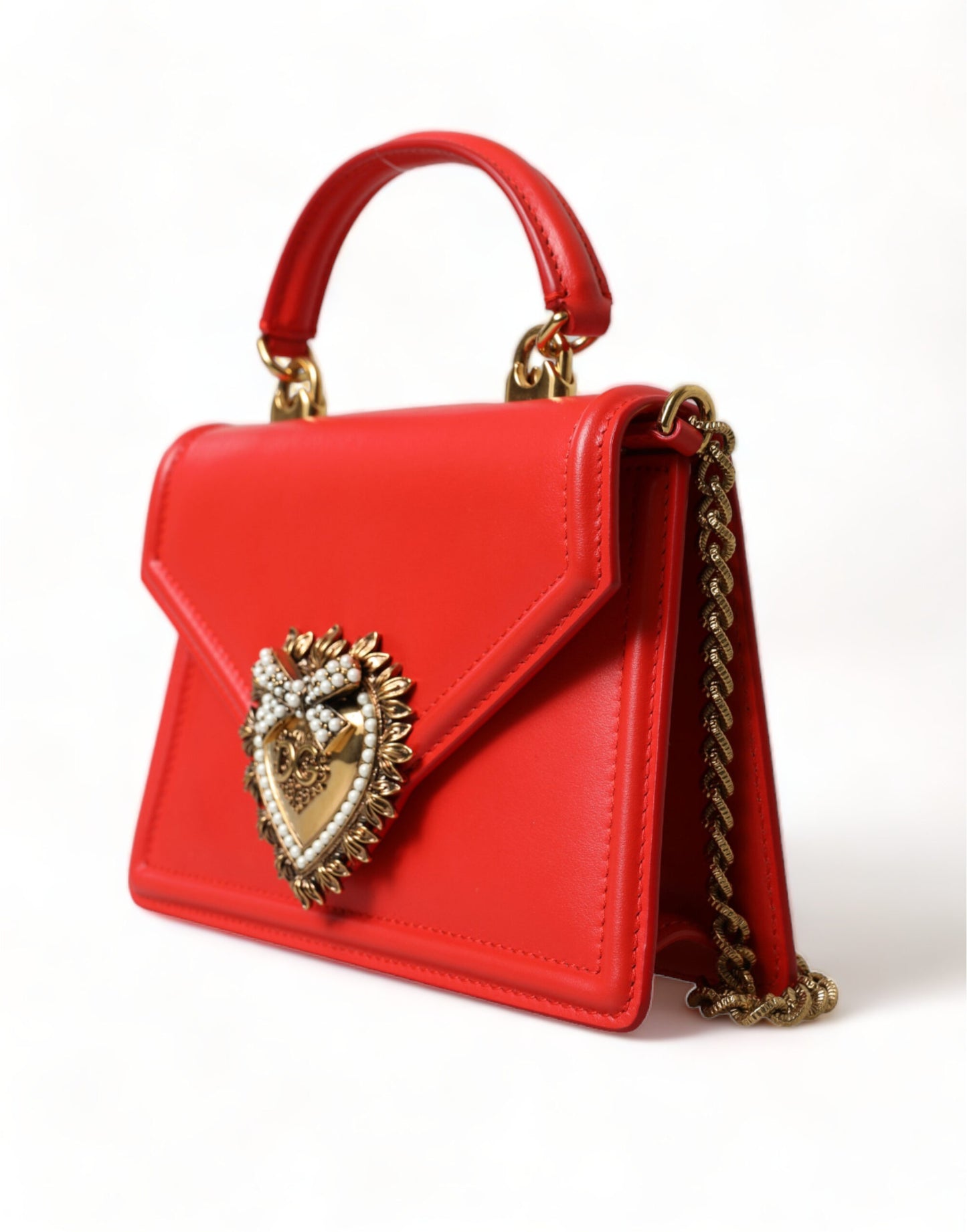 Dolce & Gabbana Elegant Red Leather Devotion Envelope Bag