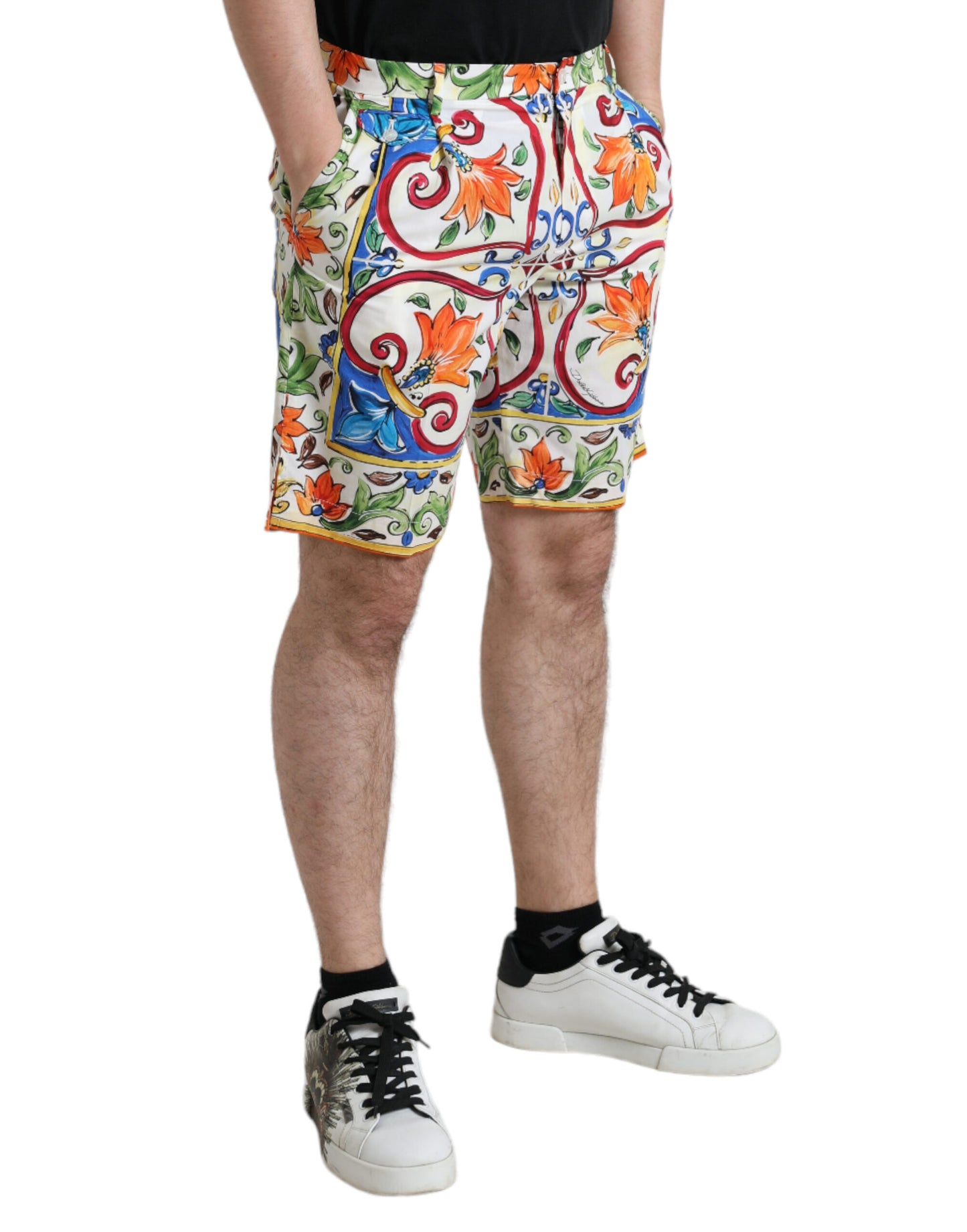 Dolce & Gabbana Multicolor Majolica Print Men Bermuda Shorts