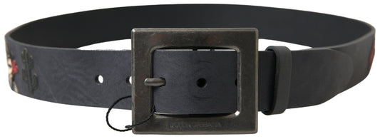 Dolce & Gabbana Black Leather #DGFAMLY Square Buckle Belt