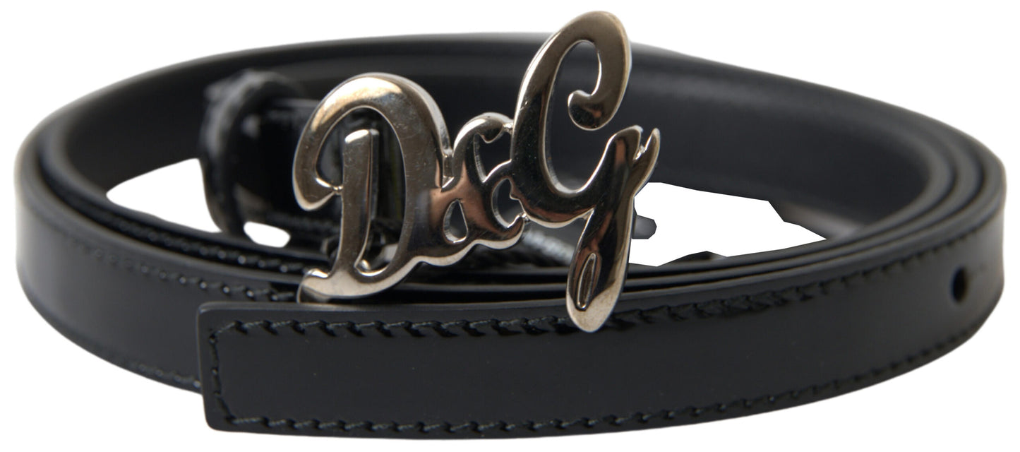 Dolce & Gabbana Elegant Black Leather Logo Buckle Belt