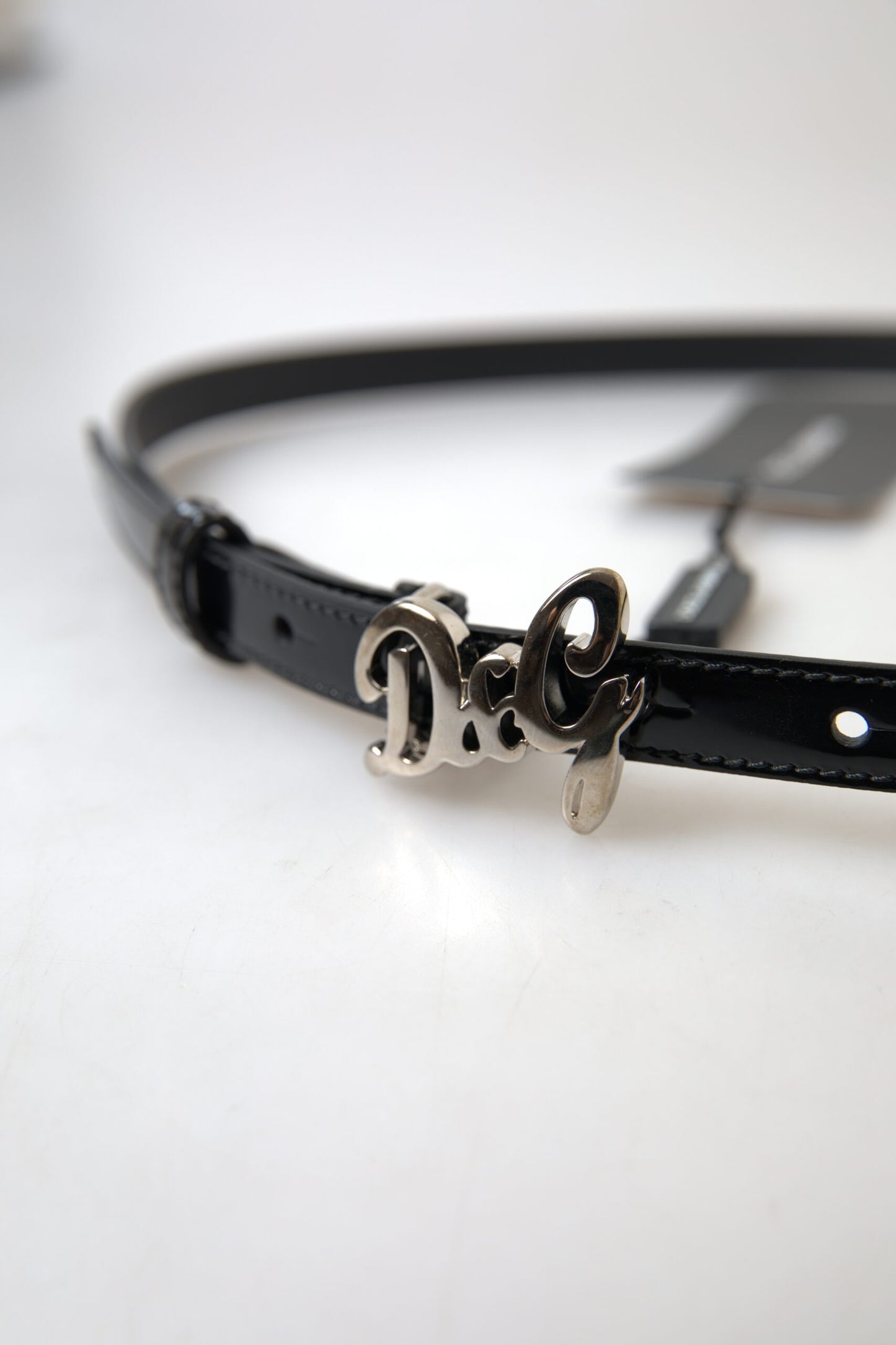 Dolce & Gabbana Elegant Black Leather Logo Buckle Belt