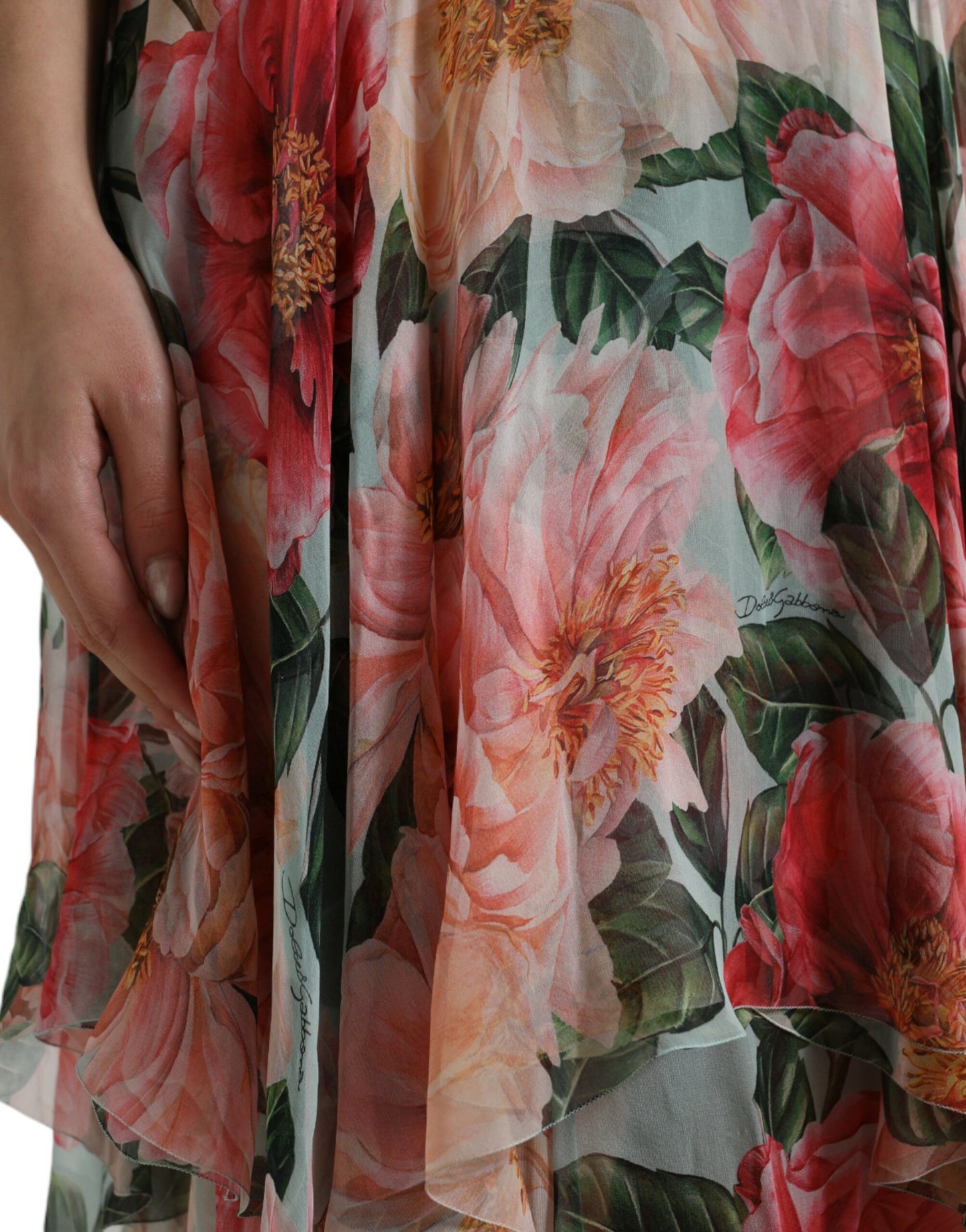 Dolce & Gabbana Multicolor Floral Silk Tiered Long Maxi Dress