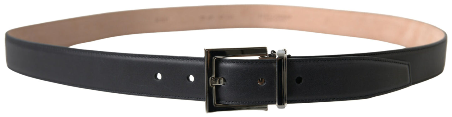 Dolce & Gabbana Elegant Black Leather Belt with Metal Buckle