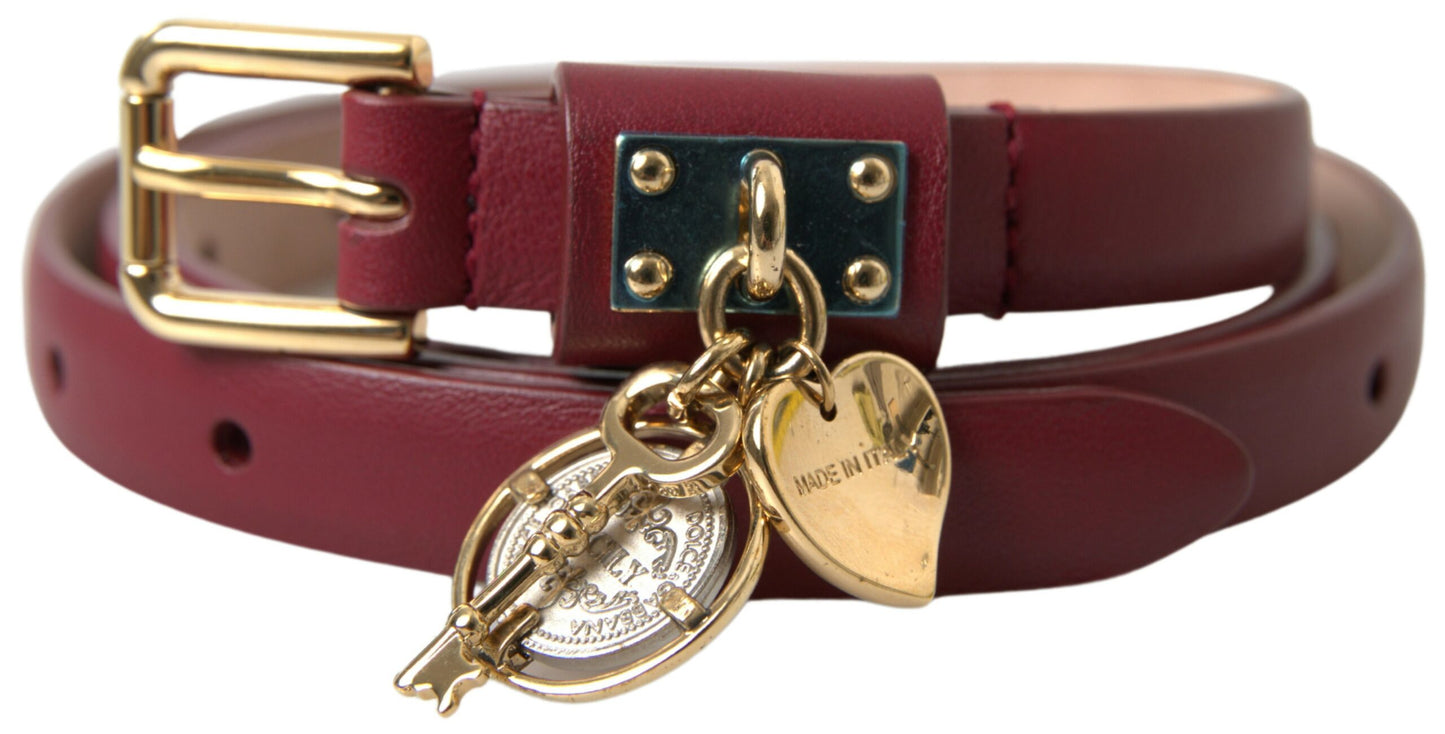 Dolce & Gabbana Elegant Bordeaux Leather Belt with Metallic Buckle