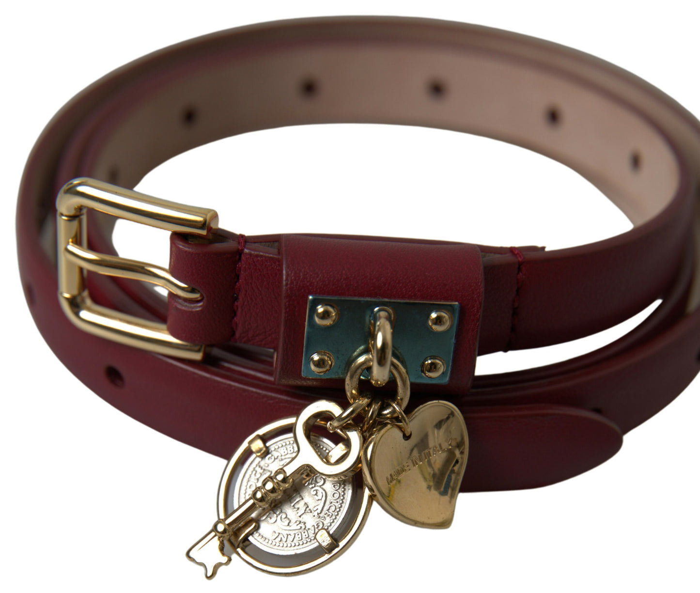 Dolce & Gabbana Elegant Bordeaux Leather Belt with Metallic Buckle