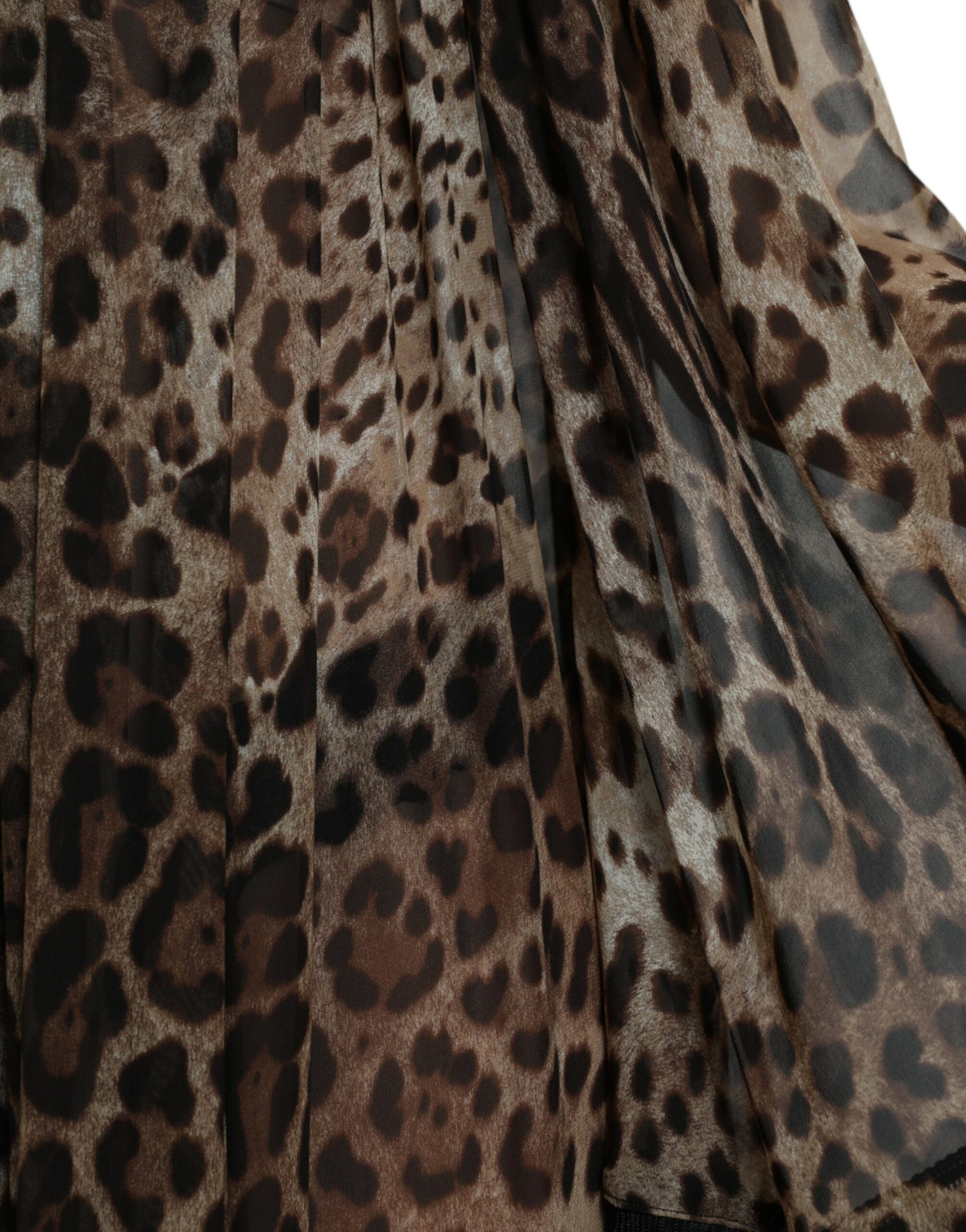 Dolce & Gabbana Brown Leopard Silk Kaftan Fringes Maxi Dress