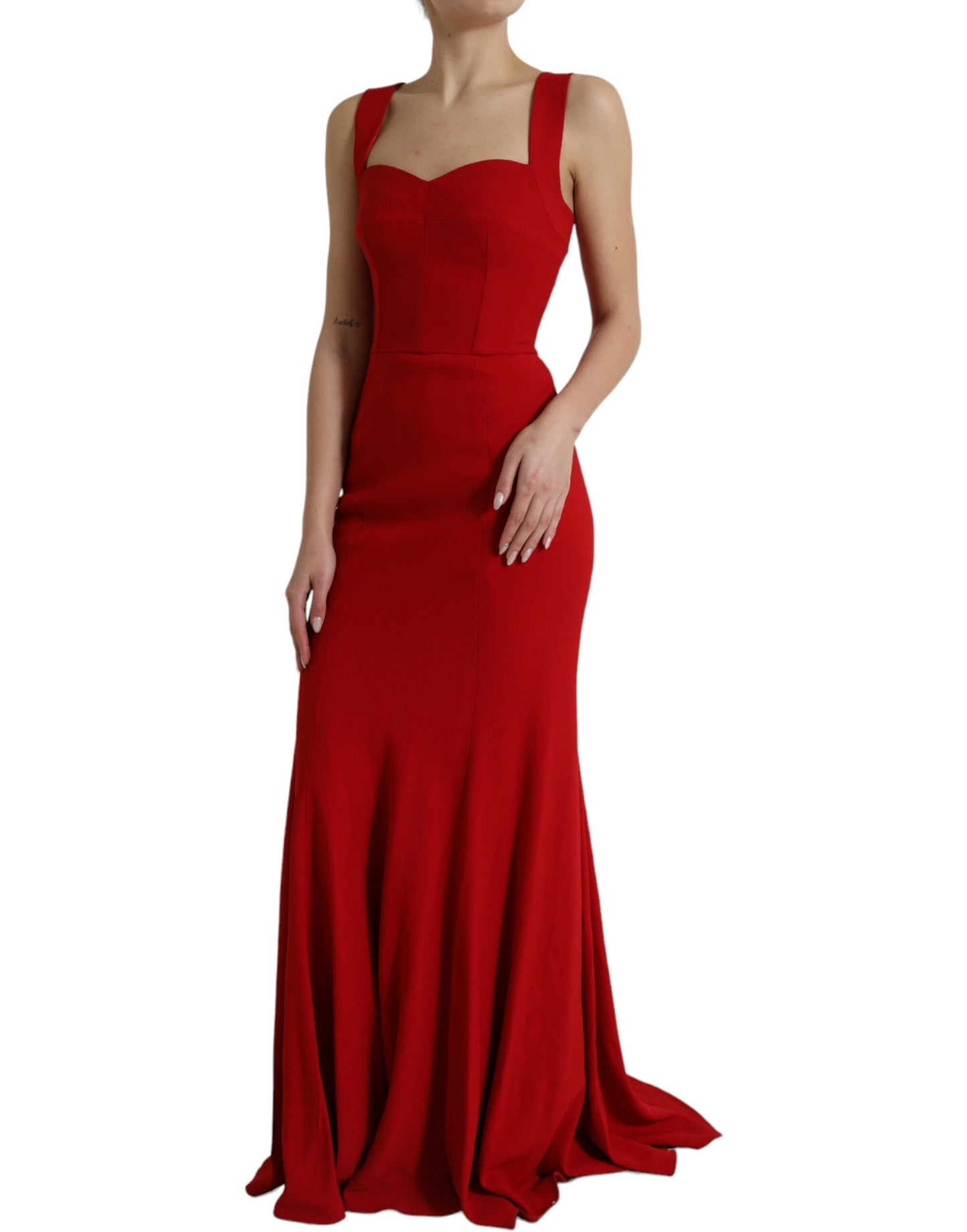 Dolce & Gabbana Red Stretch Bodycon Long Gown Sheath Dress