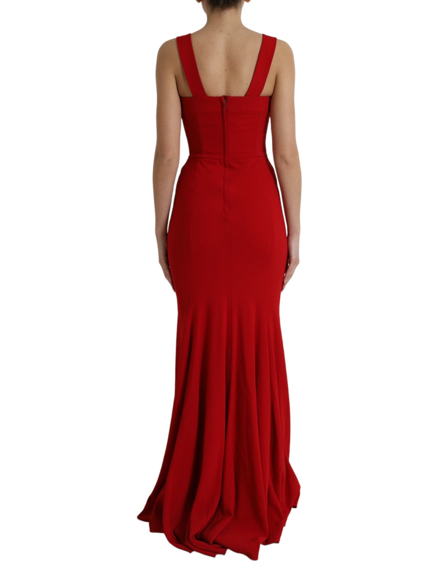 Dolce & Gabbana Red Stretch Bodycon Long Gown Sheath Dress