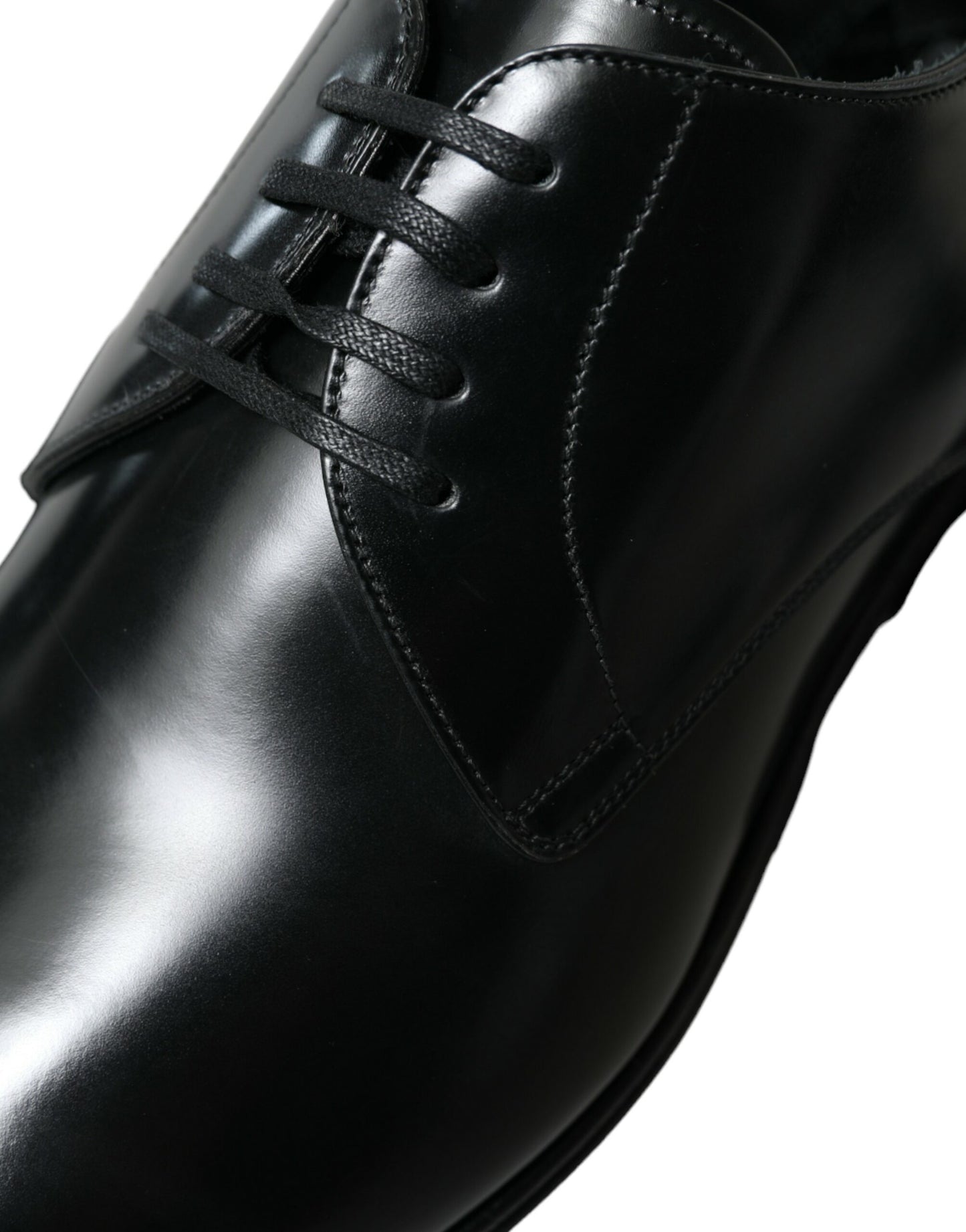 Dolce & Gabbana Black Leather Lace Up Men Dress Derby Shoes