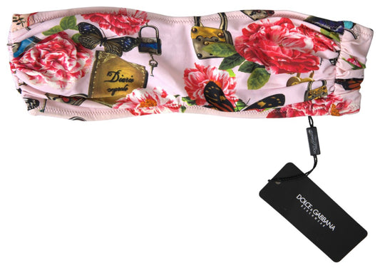 Dolce & Gabbana Pink Floral Butterfly Two Piece Beachwear Bikini