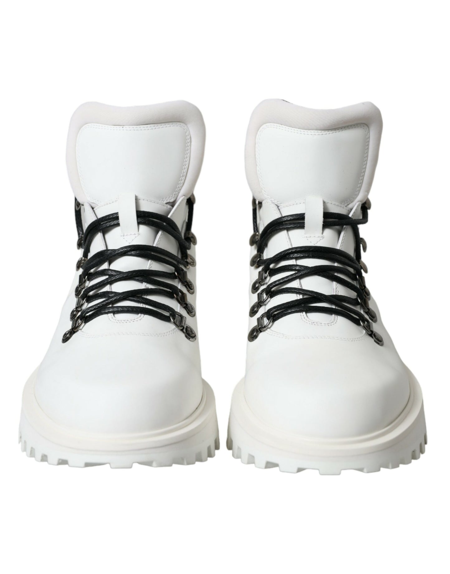 Dolce & Gabbana White Vulcano Trekking Ankle Boots Shoes