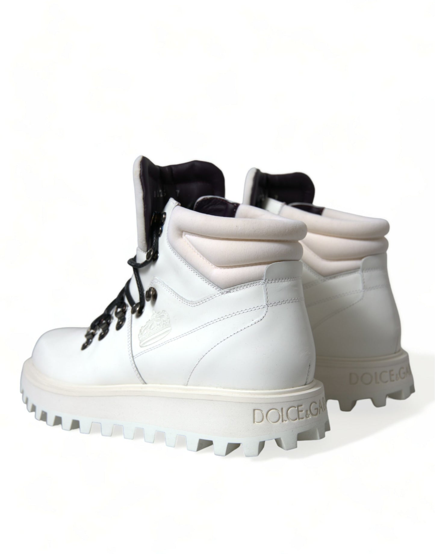 Dolce & Gabbana White Vulcano Trekking Ankle Boots Shoes