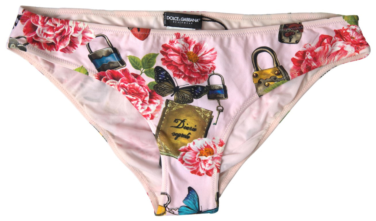 Dolce & Gabbana Pink Floral Butterfly Two Piece Beachwear Bikini