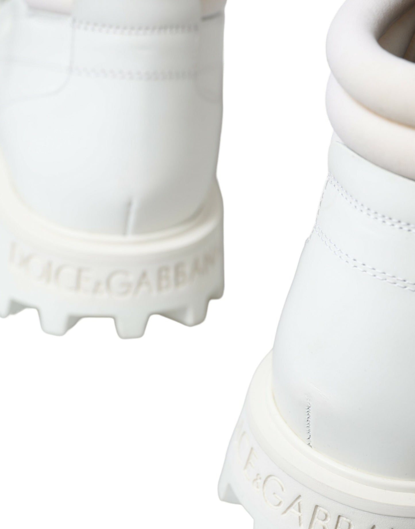 Dolce & Gabbana White Vulcano Trekking Ankle Boots Shoes