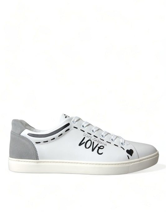 Dolce & Gabbana White Gray Leather LOVE Milano Sneakers Shoes