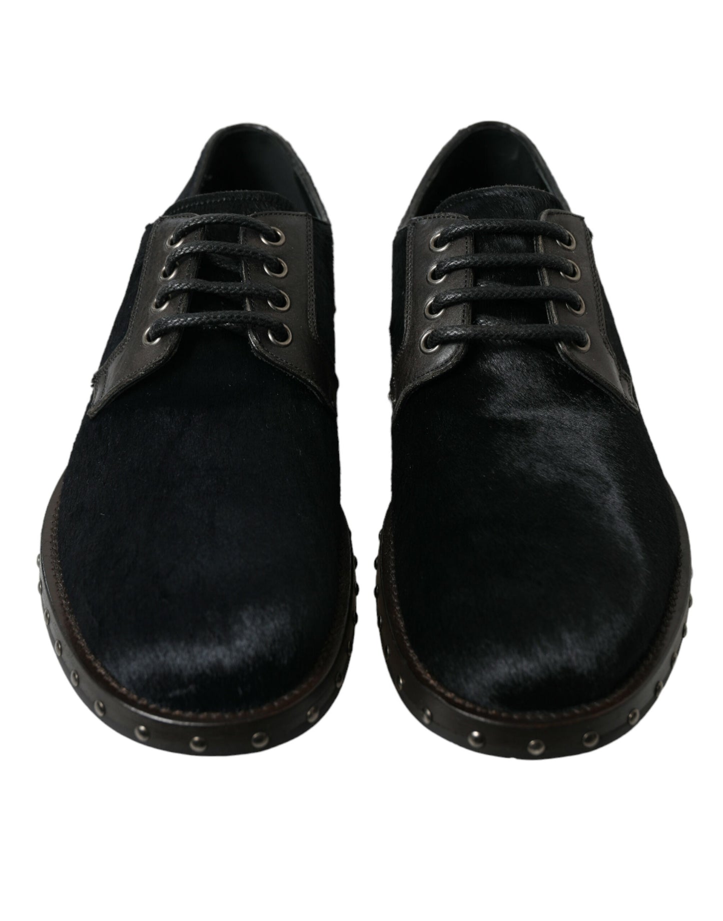 Dolce & Gabbana Black Stable Fur Derby SAN PIETRO Dress Shoes