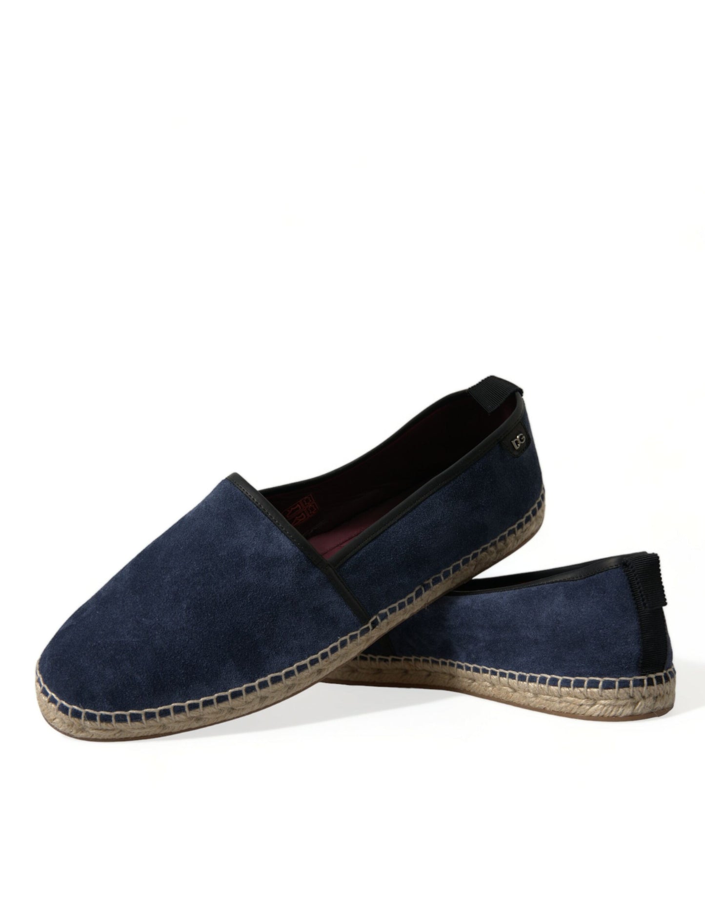 Dolce & Gabbana Blue Leather Suede Slip On Espadrille Shoes