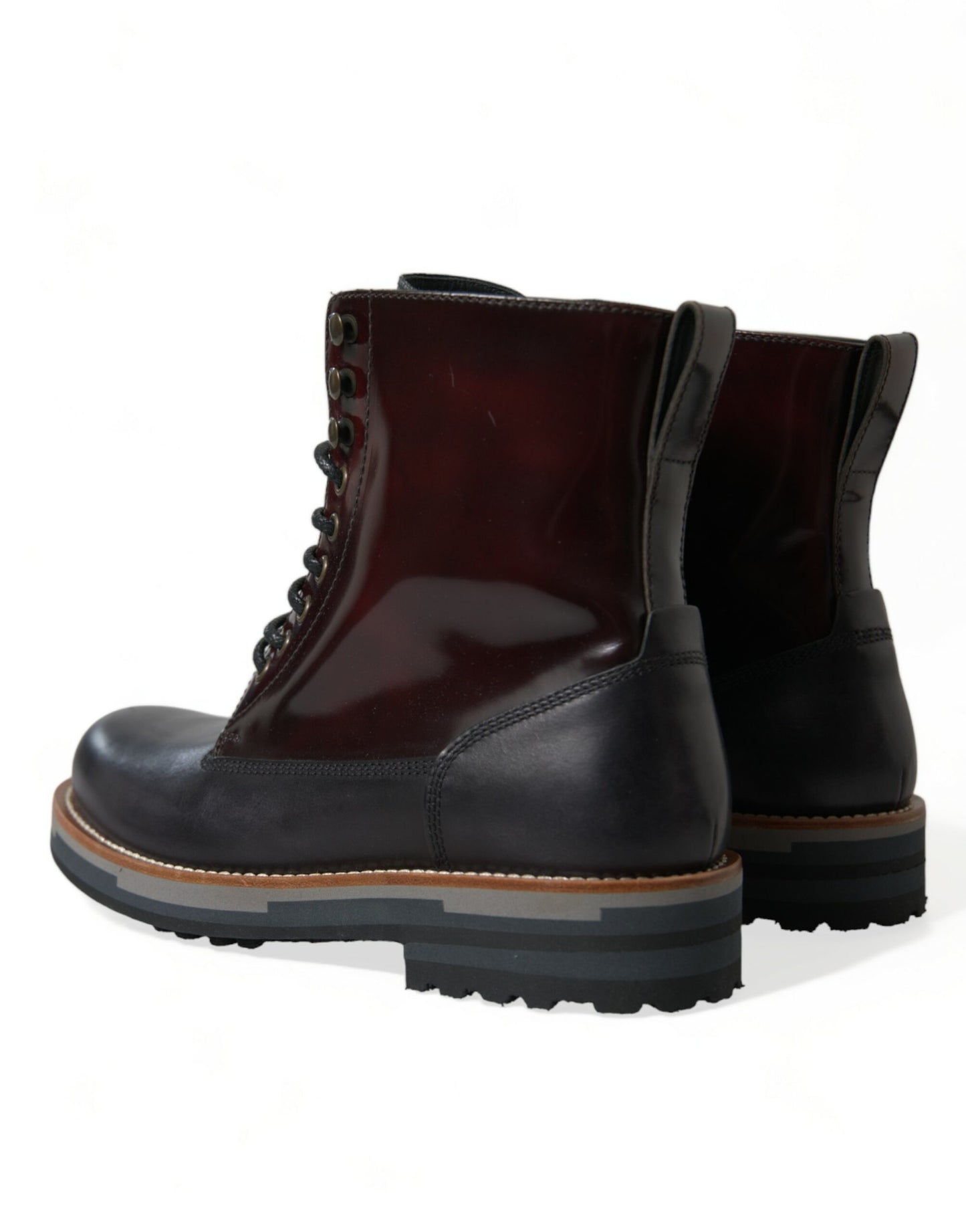 Dolce & Gabbana Black Leather Military Combat Boots Shoes