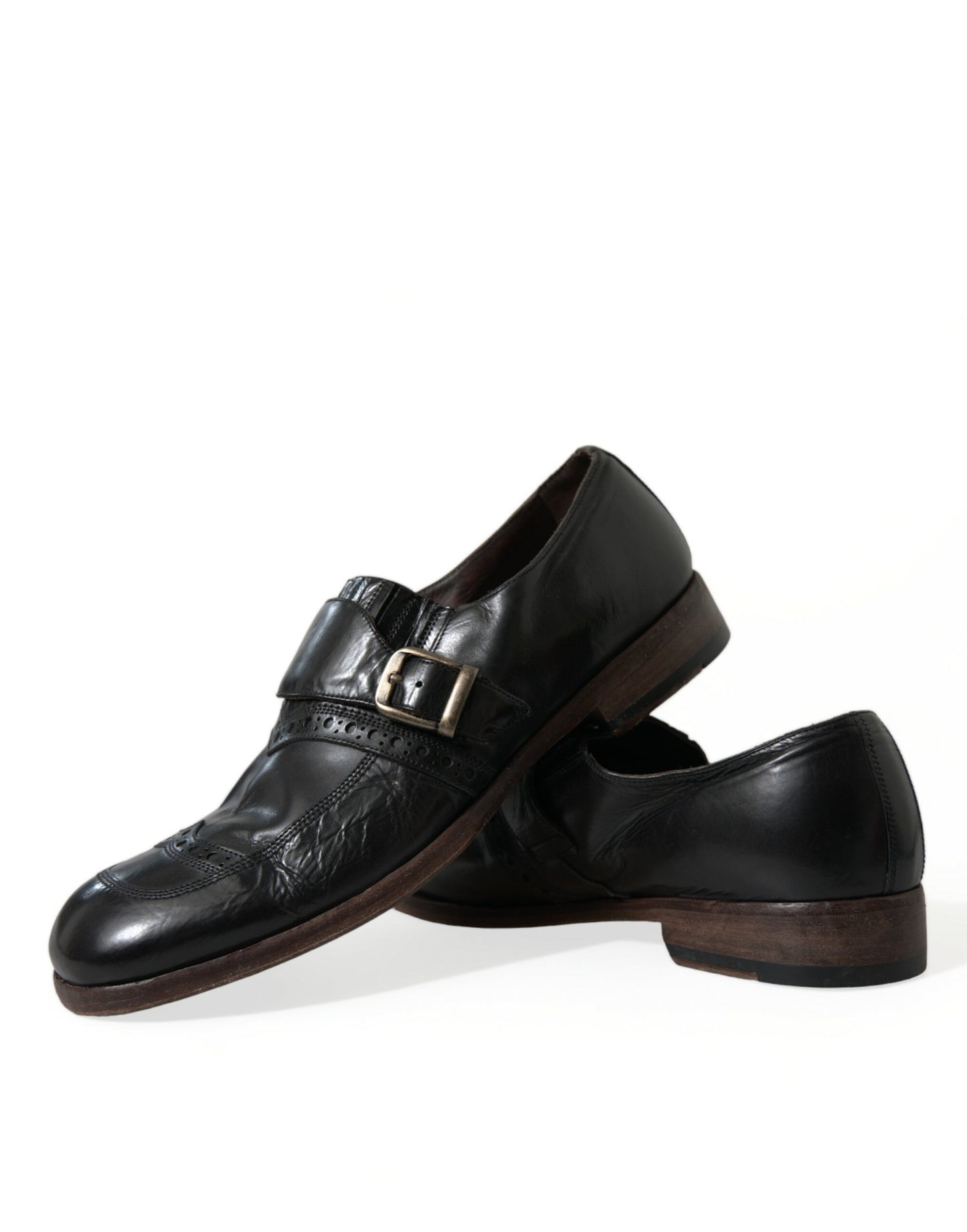 Dolce & Gabbana Black Leather Strap Mocassin Dress Shoes