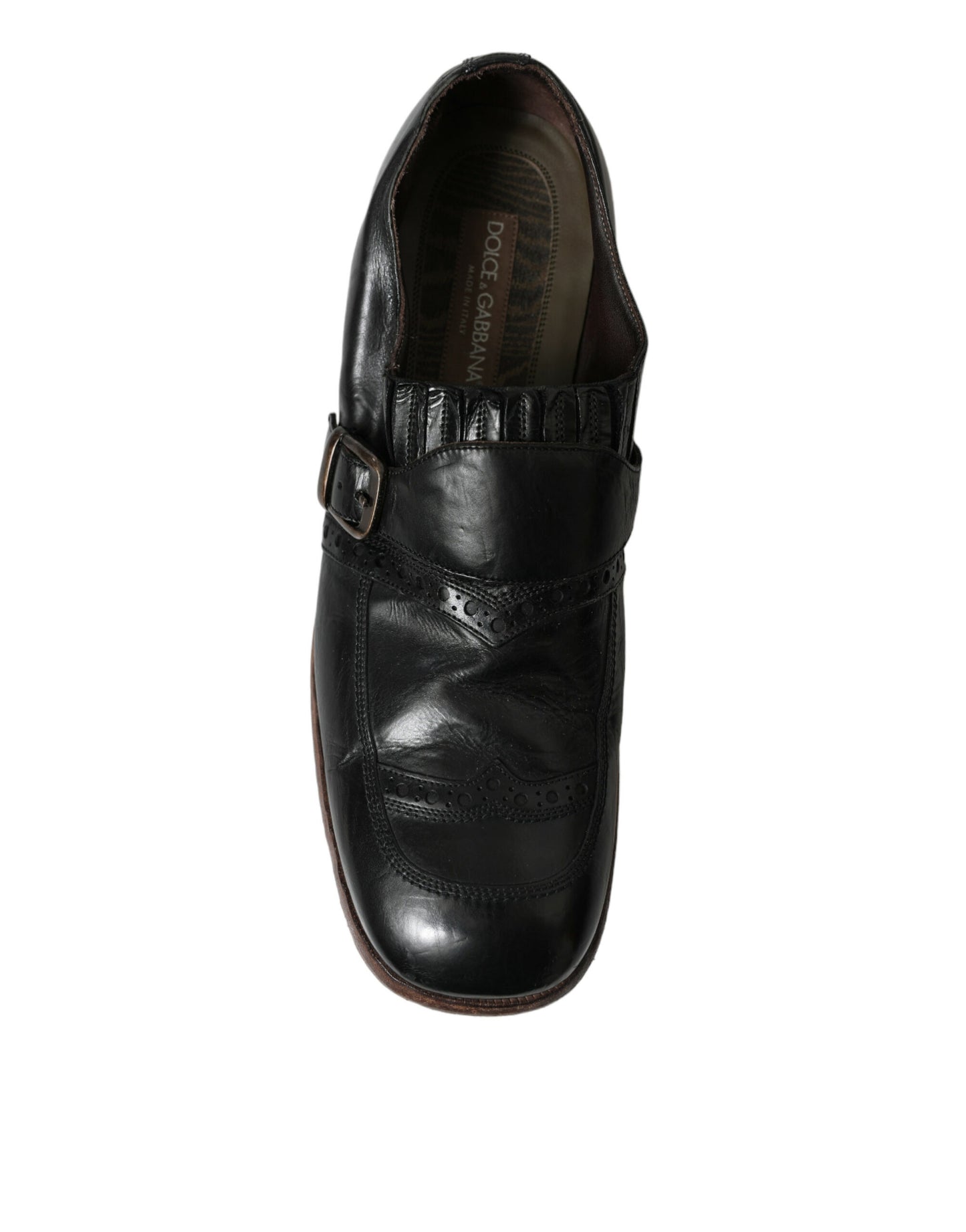 Dolce & Gabbana Black Leather Strap Mocassin Dress Shoes