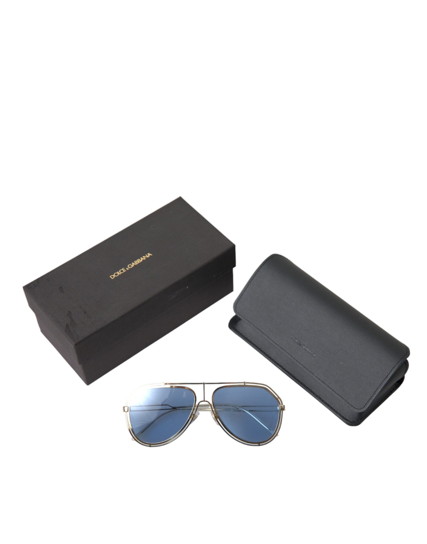 Dolce & Gabbana Elegant Gold Framed Blue Lens Sunglasses