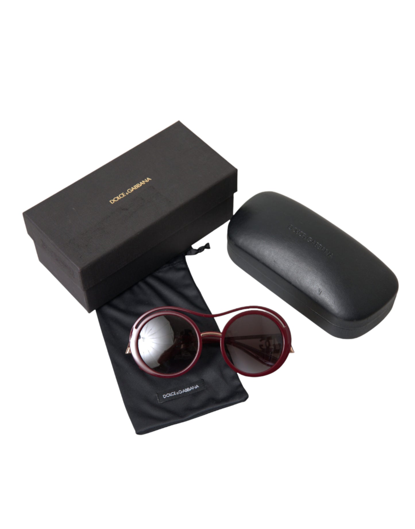 Dolce & Gabbana Elegant Bordeaux Round Sunglasses for Men