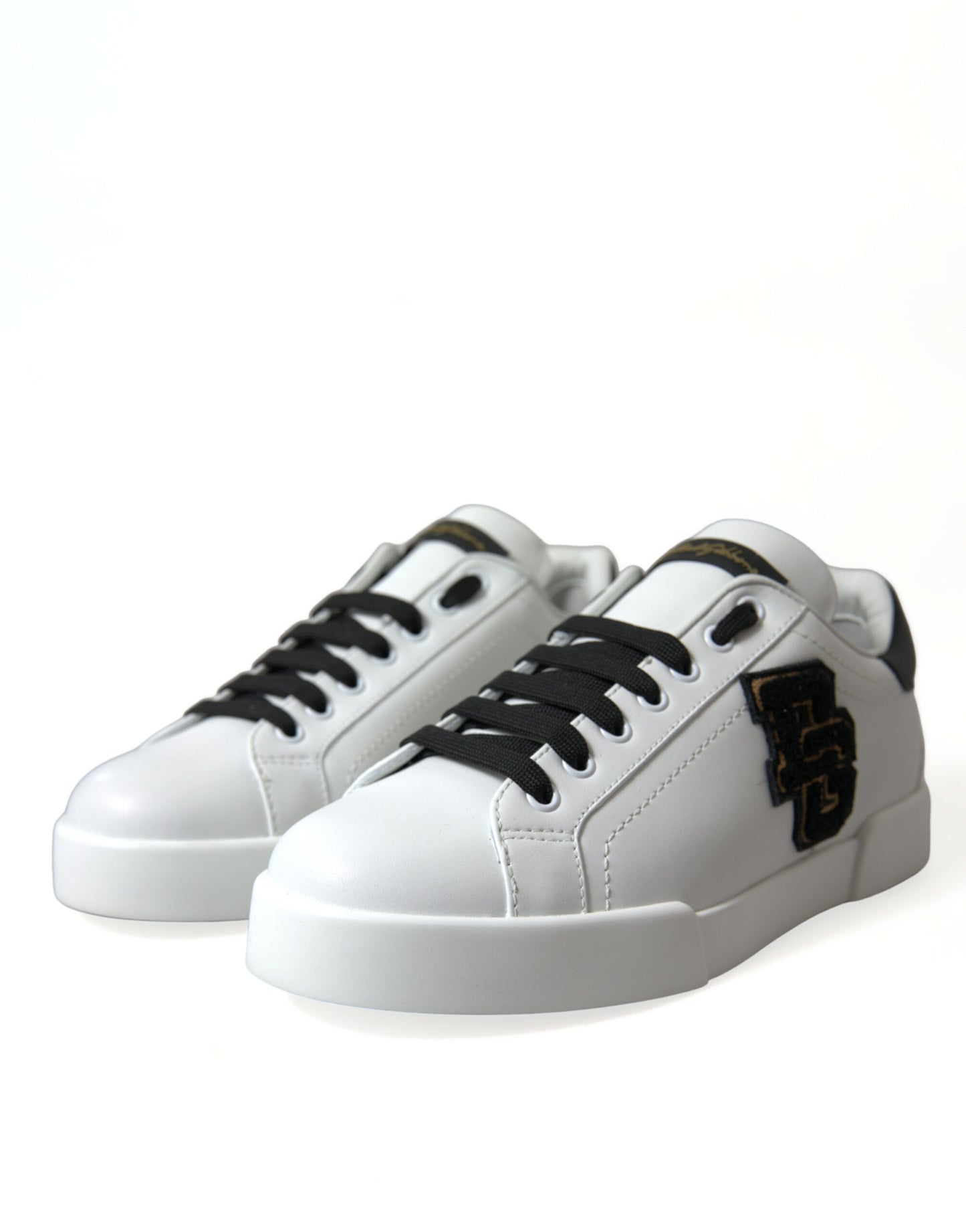 Dolce & Gabbana White Black Patch Portofino Sneakers Shoes