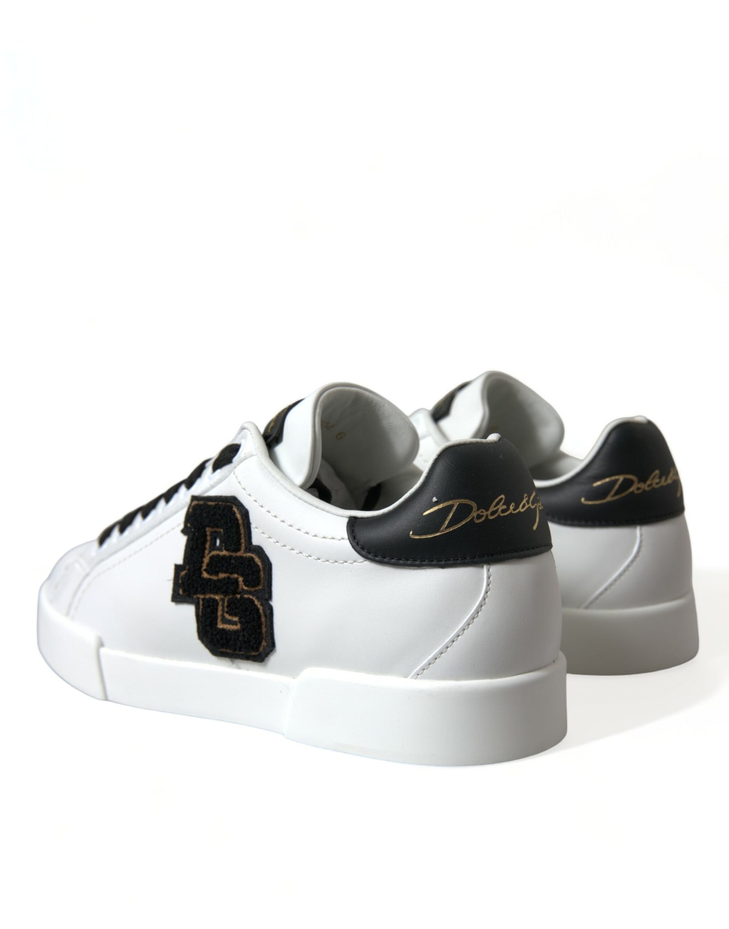 Dolce & Gabbana White Black Patch Portofino Sneakers Shoes