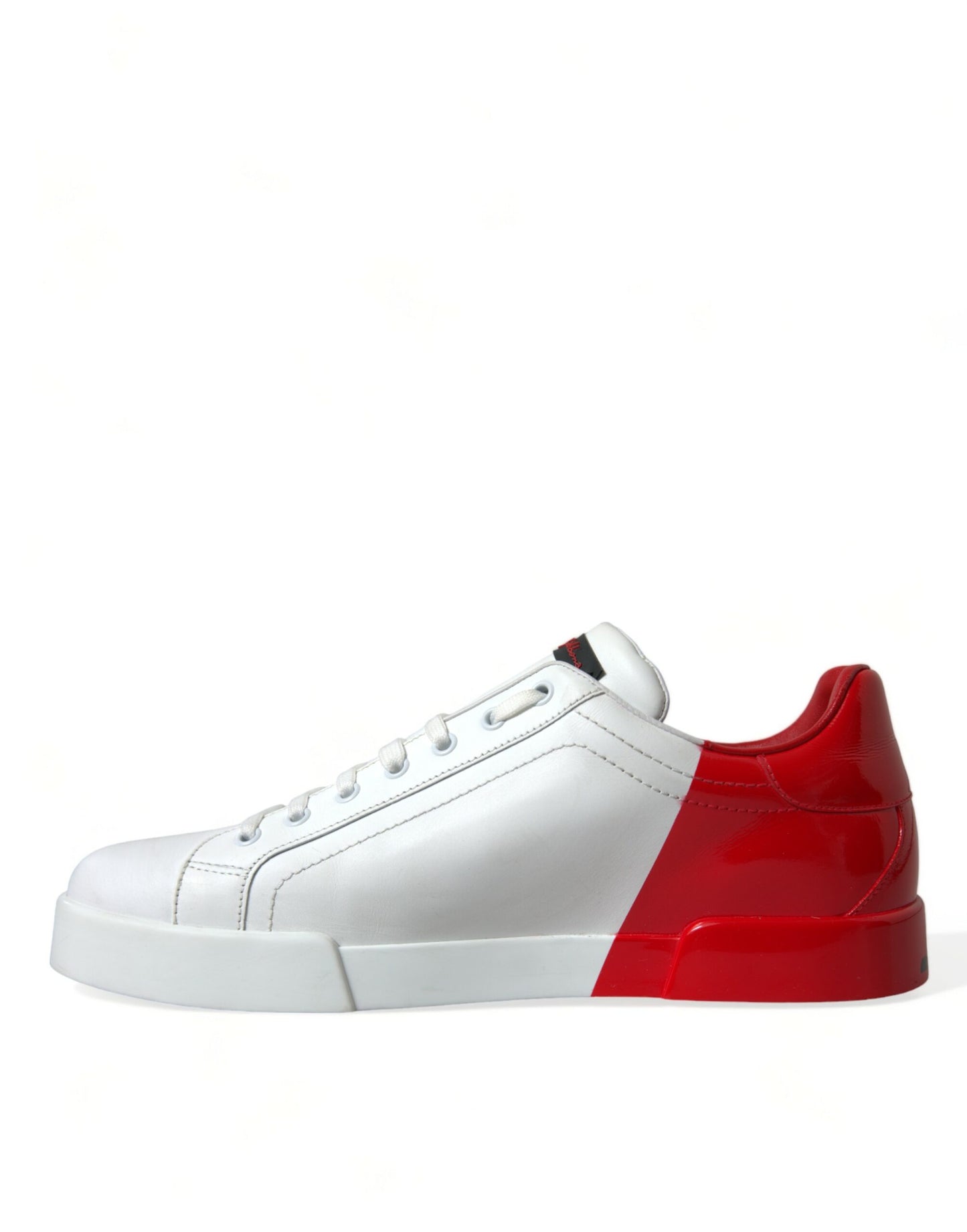 Dolce & Gabbana White Red Leather Low Top Sneakers Shoes