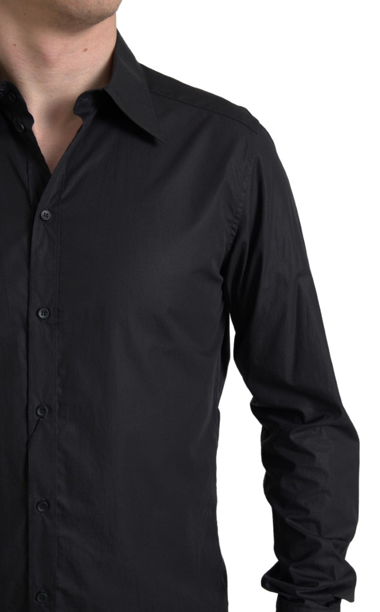 Dolce & Gabbana Black Collared Long Sleeve MARTINI Shirt