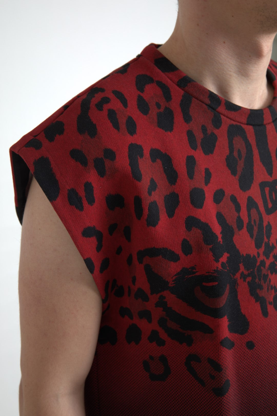 Dolce & Gabbana Red Leopard Cotton Sleeveless Tank T-shirt