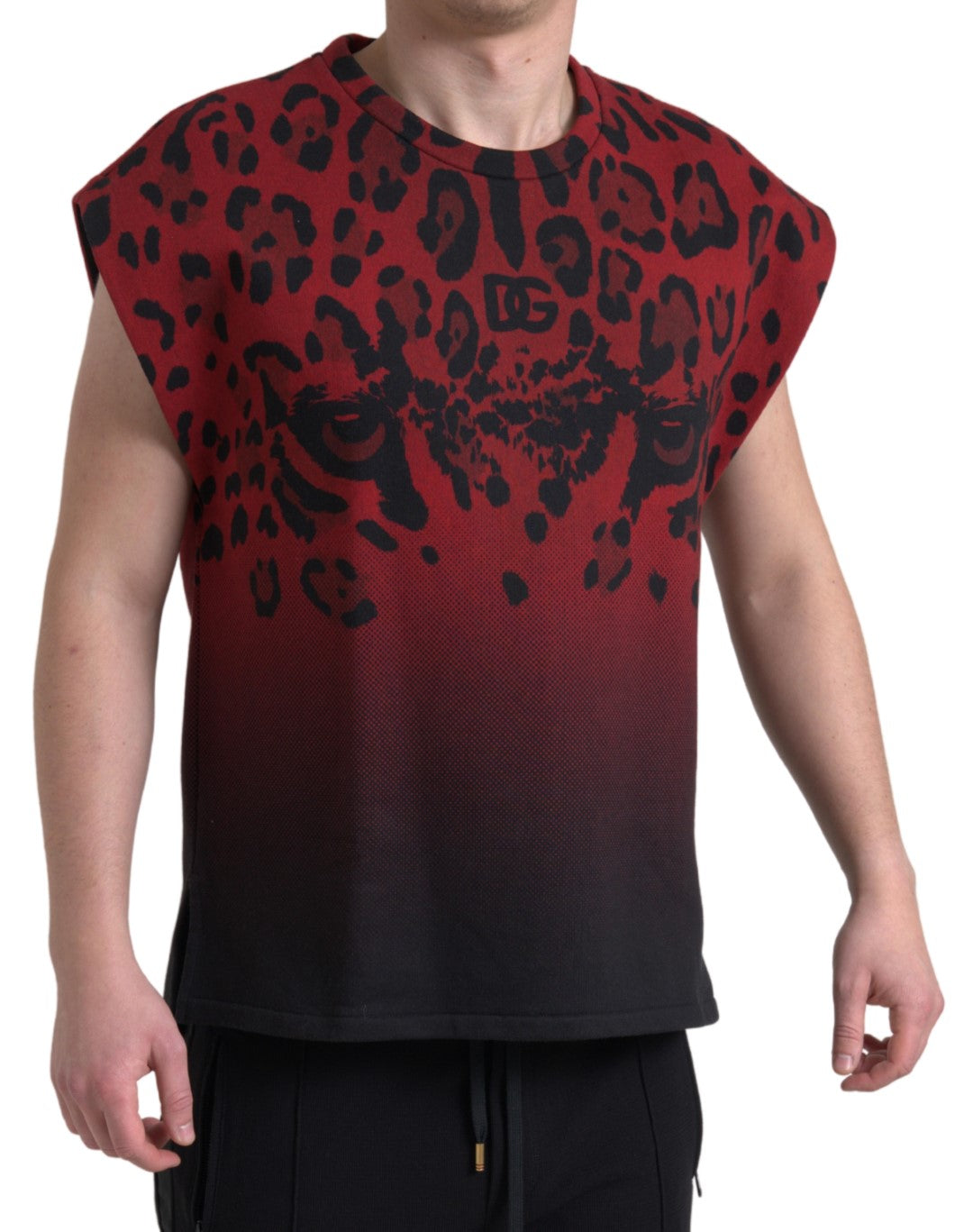 Dolce & Gabbana Red Leopard Cotton Sleeveless Tank T-shirt