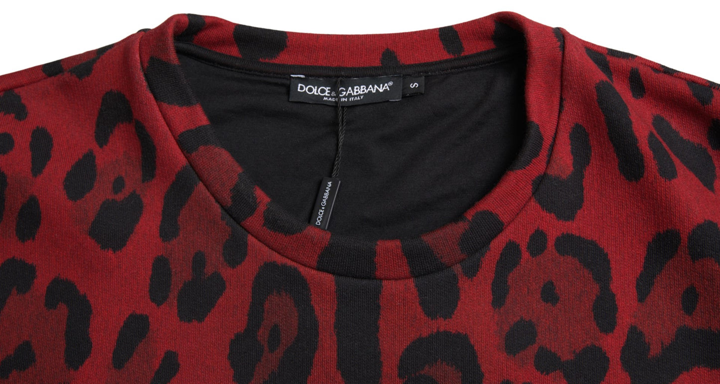 Dolce & Gabbana Red Leopard Cotton Sleeveless Tank T-shirt