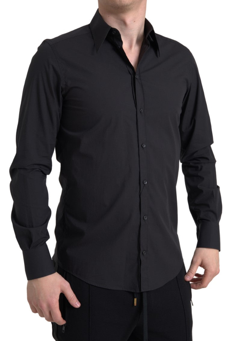 Dolce & Gabbana Elegant Slim Fit Black Cotton Dress Shirt