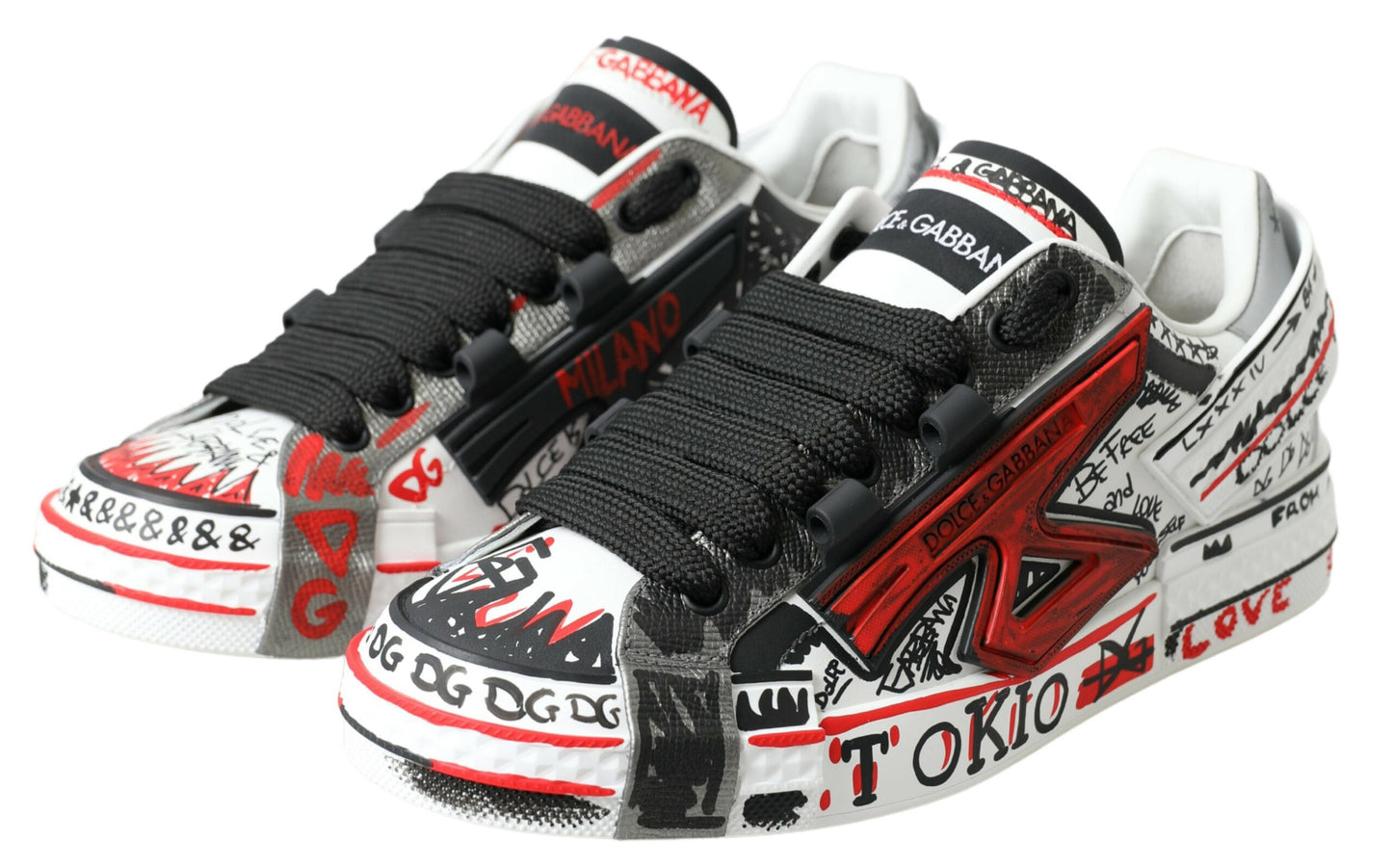 Dolce & Gabbana Multicolor Hand-Painted Leather Sneakers