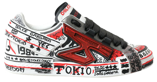 Dolce & Gabbana Multicolor Hand-Painted Leather Sneakers