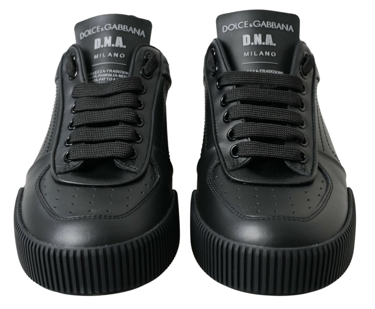 Dolce & Gabbana Elegant Black Leather Low Top Sneakers