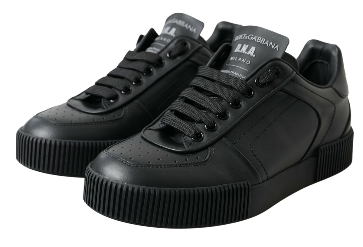 Dolce & Gabbana Elegant Black Leather Low Top Sneakers