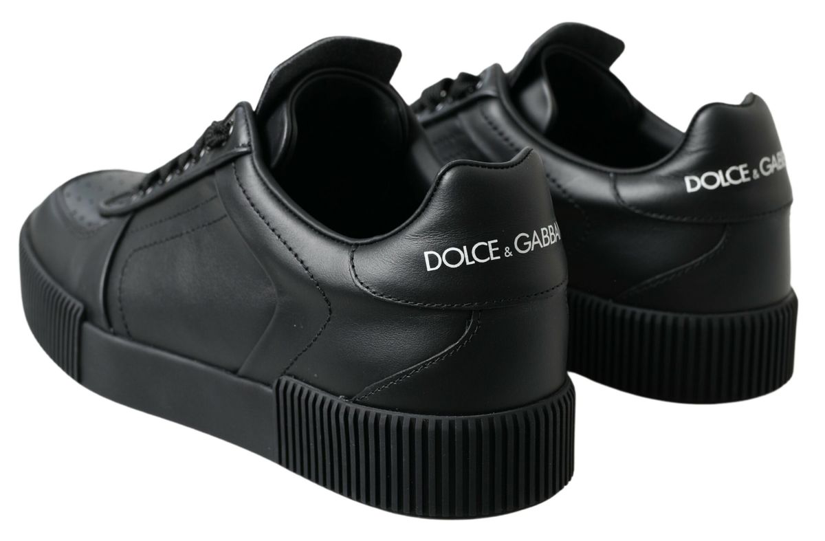 Dolce & Gabbana Elegant Black Leather Low Top Sneakers