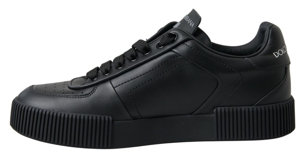 Dolce & Gabbana Elegant Black Leather Low Top Sneakers